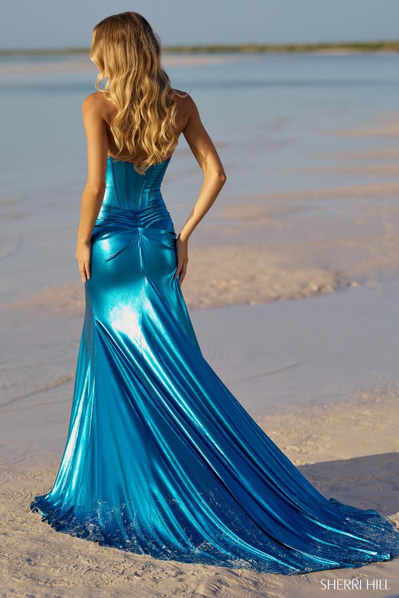 blue metallic dress
